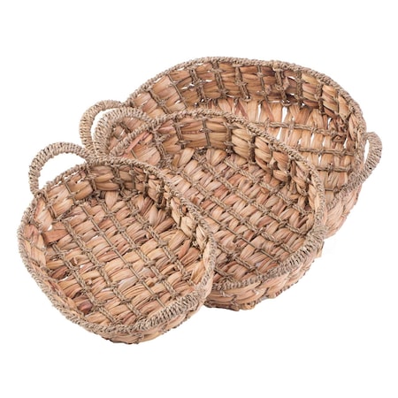 Vintiquewise Seagrass Fruit Bread Basket Tray with Handles, PK 3 QI003546.3